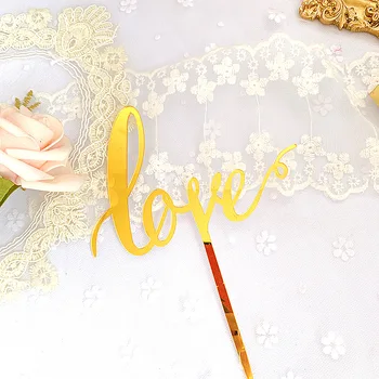 Zlato Ljubezen, Poroka Akril Torto Pokrivalo Rose Zlata Valentinovo Torto Toppers za Poroko Valentinovo Stranka Torto Dekoracijo
