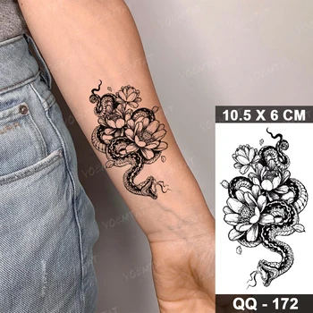 Črna Začasni Tattoo Nalepke Prenos Zmaj Kača Križ Zapestje Gleženj Realistični Tattoo Body Art Ponaredek Tattoo Kul Moški Ženske