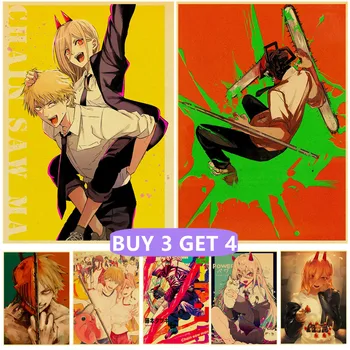 Žago Človek Anime Plakati Retro Kraft Papir za Tiskanje Visoke Kakovosti Umetnosti Slikarstva za Dom Dekor Stenske Nalepke Spalnica Dekoracijo