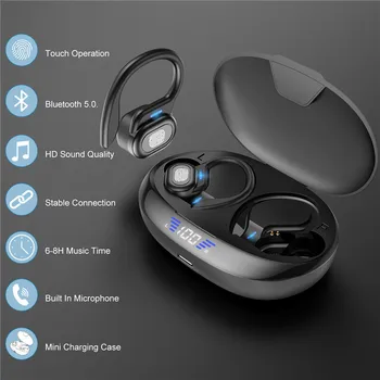 TWS Bluetooth 5.0 Slušalke Brezžične Bluetooth Slušalke 9D Stereo Šport Gaming Slušalke Vodotesne Slušalke Z Mikrofonom